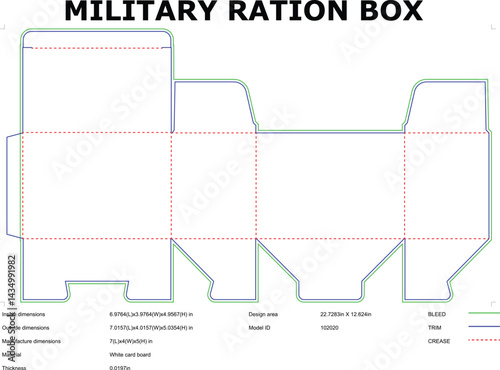 Military Ration Box Die Cut Template Layout Vector Design For Packaging