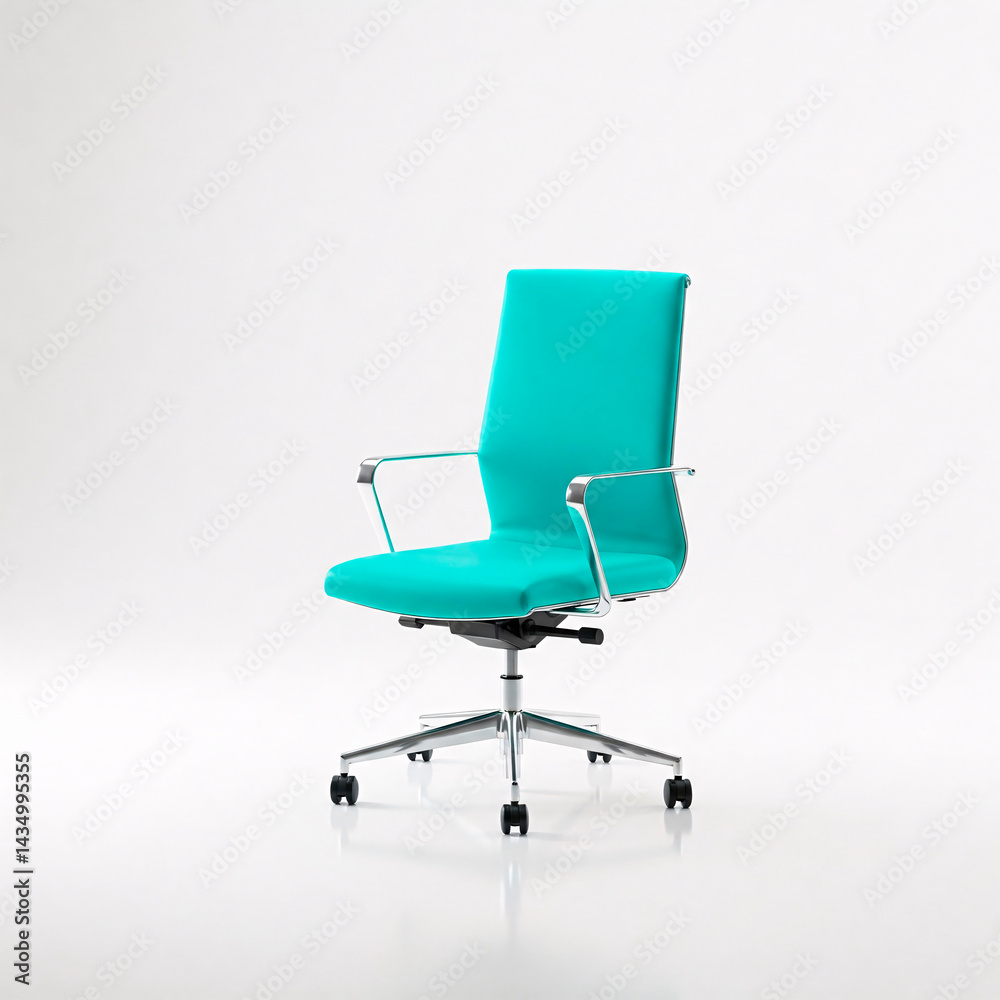 Modern office chair from turquoise color. Isolated on white