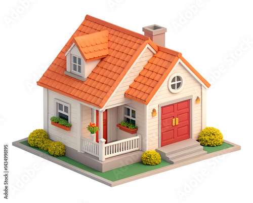 Cute 3D model of a cozy house.