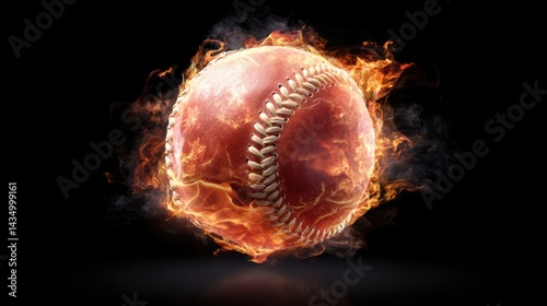 Wallpaper Mural Flying baseball in flames on black background,Hot baseball ball in fires flame,Closeup Baseball player hitting ball with bat,home run,baseball field with grandstand,sport day,space for text. Torontodigital.ca