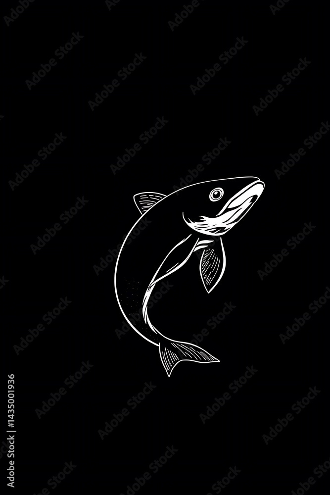 Fototapeta premium Leaping Fish Silhouette Design