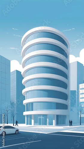 Modern Commercial Skyscraper Architecture: Futuristic Urban Cityscape with Glass Exterior