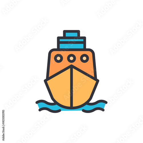 Ship colored icons, minimalist vector illustration ,simple transparent graphic element .Isolated on white background