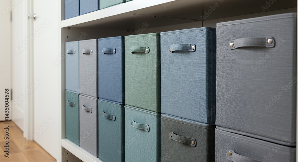 Neatly Organized Storage Cubes in Calming Hues Neatly Organized Storage Cubes in Calming Hues