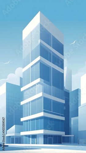 Modern Skyscraper in Metropolis: Futuristic Urban Architecture & Structural Design Illustration