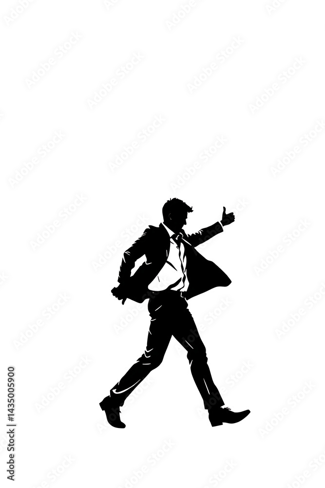 Businessman walking, giving thumbs-up, city Businessman walking, giving thumbs-up, city