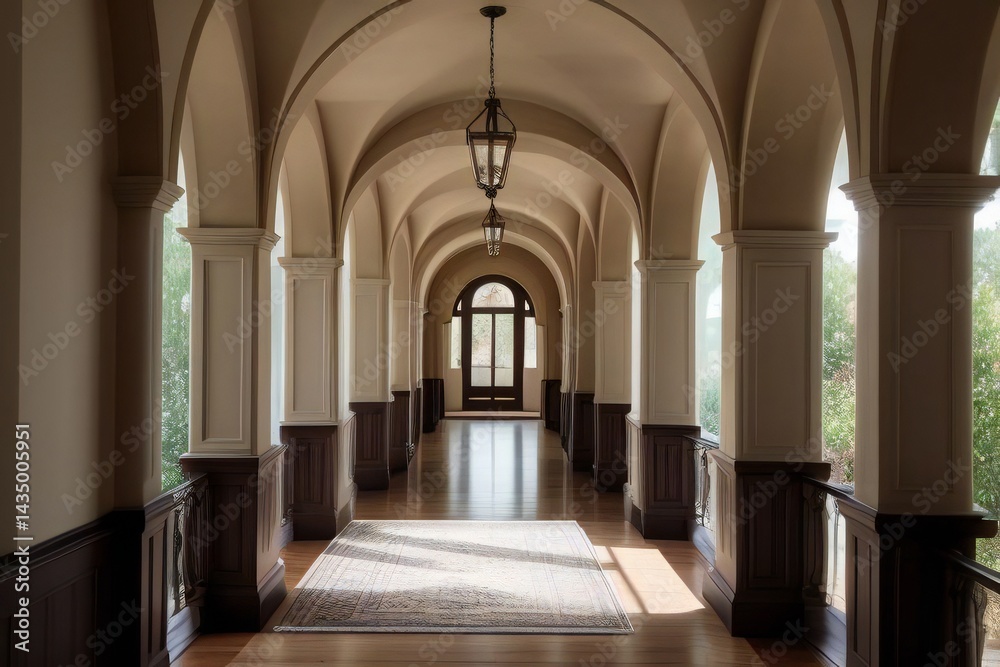 Obraz premium Sunlit beige hallway