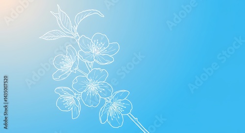 Celestial Blossoms Ephemeral Bloom Soft Light Spring A Gentle Awakening Whispers Of Spring Blue Sky Serenity Line And Light Springtime Dreams Floral Grace Tranquil Dawn AI Generated