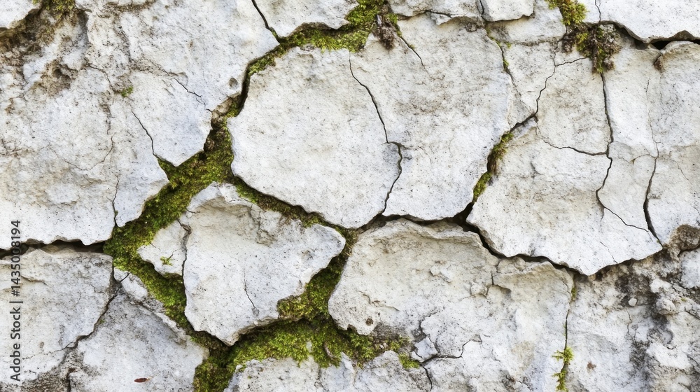 Obraz premium Cracked white surface with moss