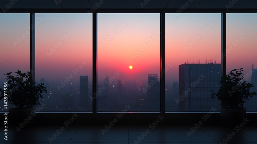 Fototapeta premium Sunset through office windows