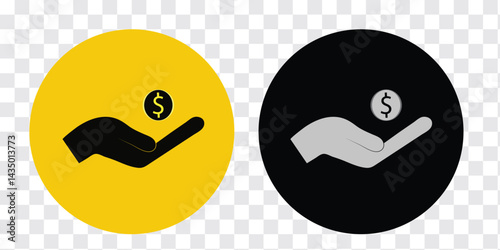 Hands with Dollar Icon. Hand holding money bag flat vector icon Design.