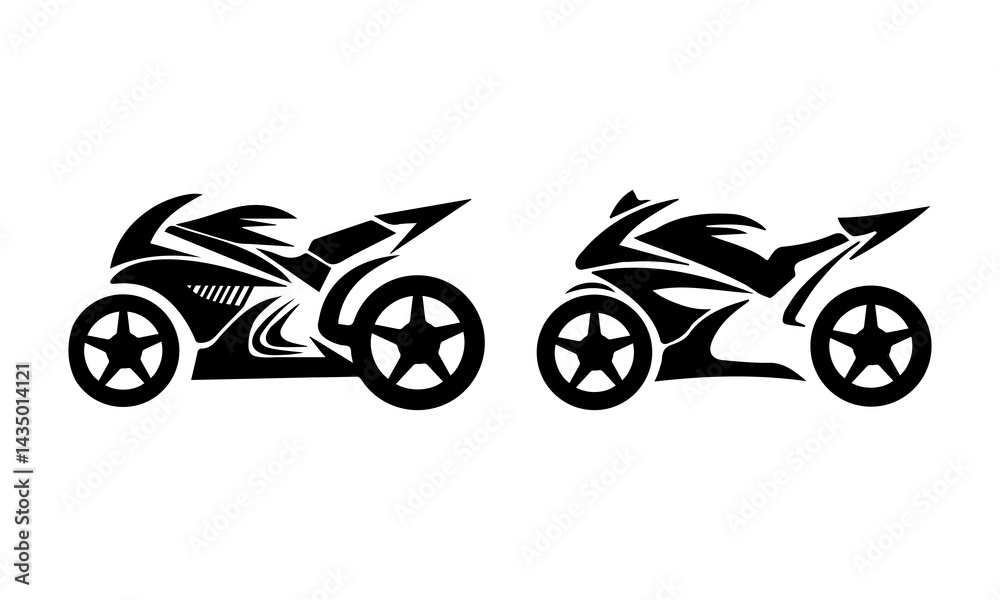 Naklejka premium Sport bike silhouette vector, racing bike side view vector, superbike silhouette.