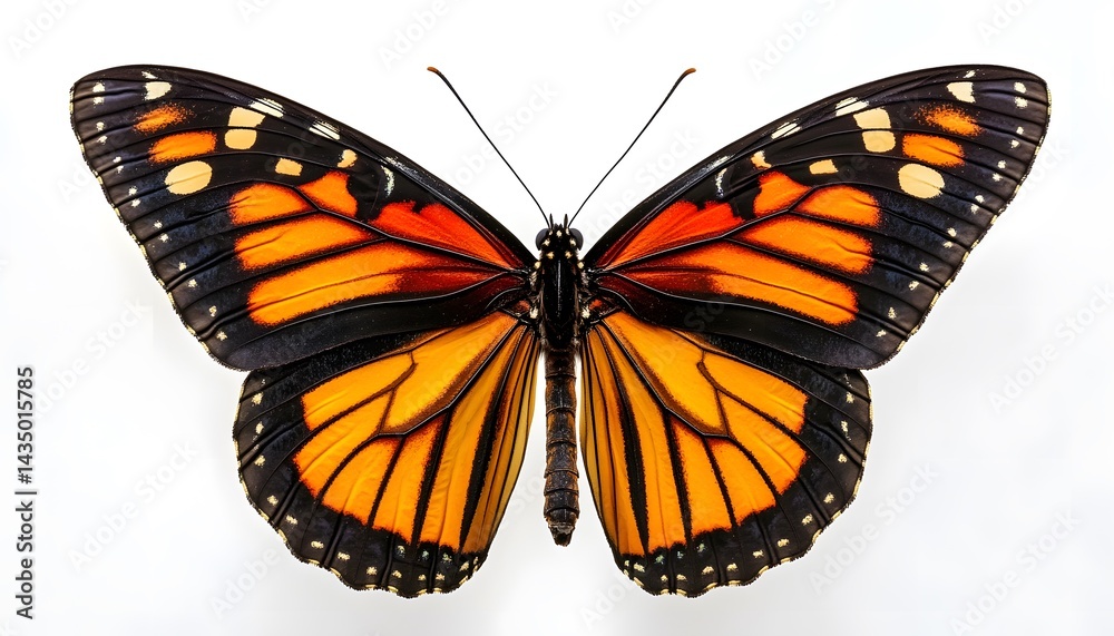 Fototapeta premium Stunning monarch butterfly on a white background.