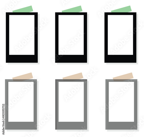 Empty Photo Frame Collection with Tape Mockup.
