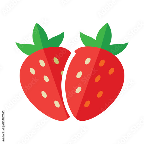 Strawberry slices revealing red interior isolated on white background