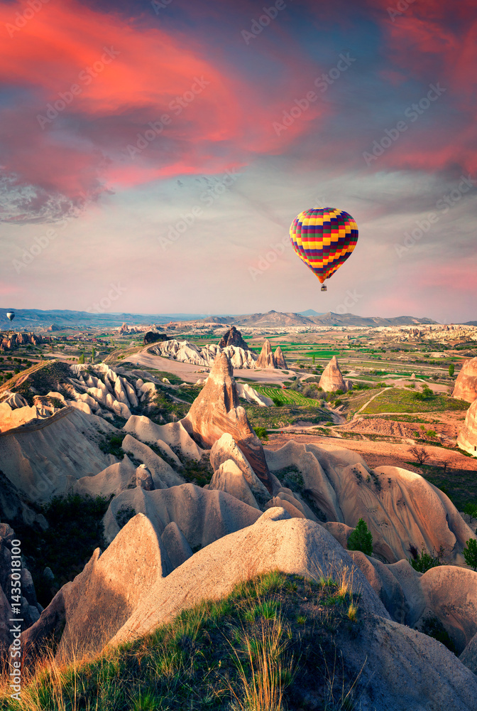 Flying on the balloons early morning in Cappadocia.