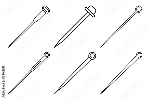 needle and pins line icon set vector illustration design with white background