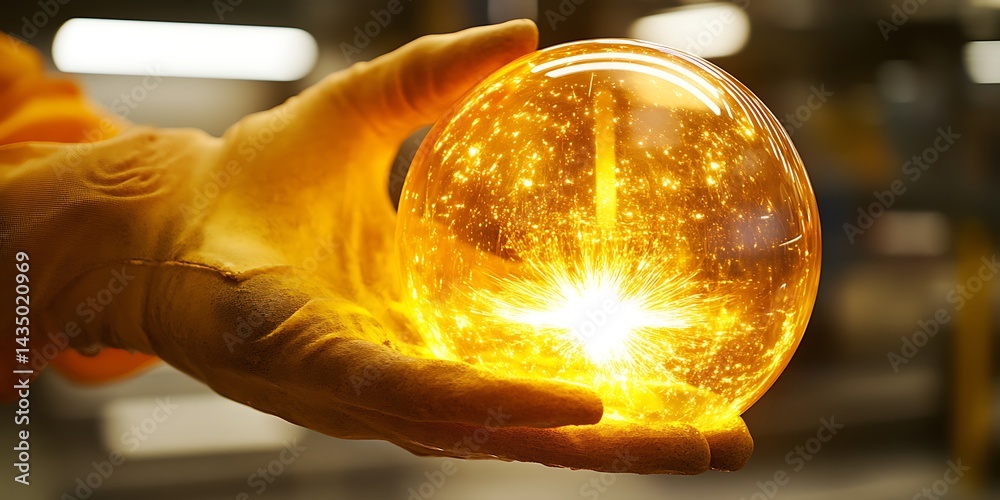 Hands Holding Golden Sphere
