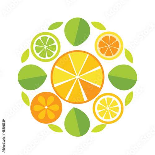 Assorted citrus slices with orange and lemon mix isolated on white background