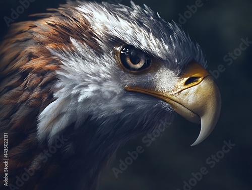 Obraz na płótnie Close-up Eagle Portrait, Dark Forest w salonie
