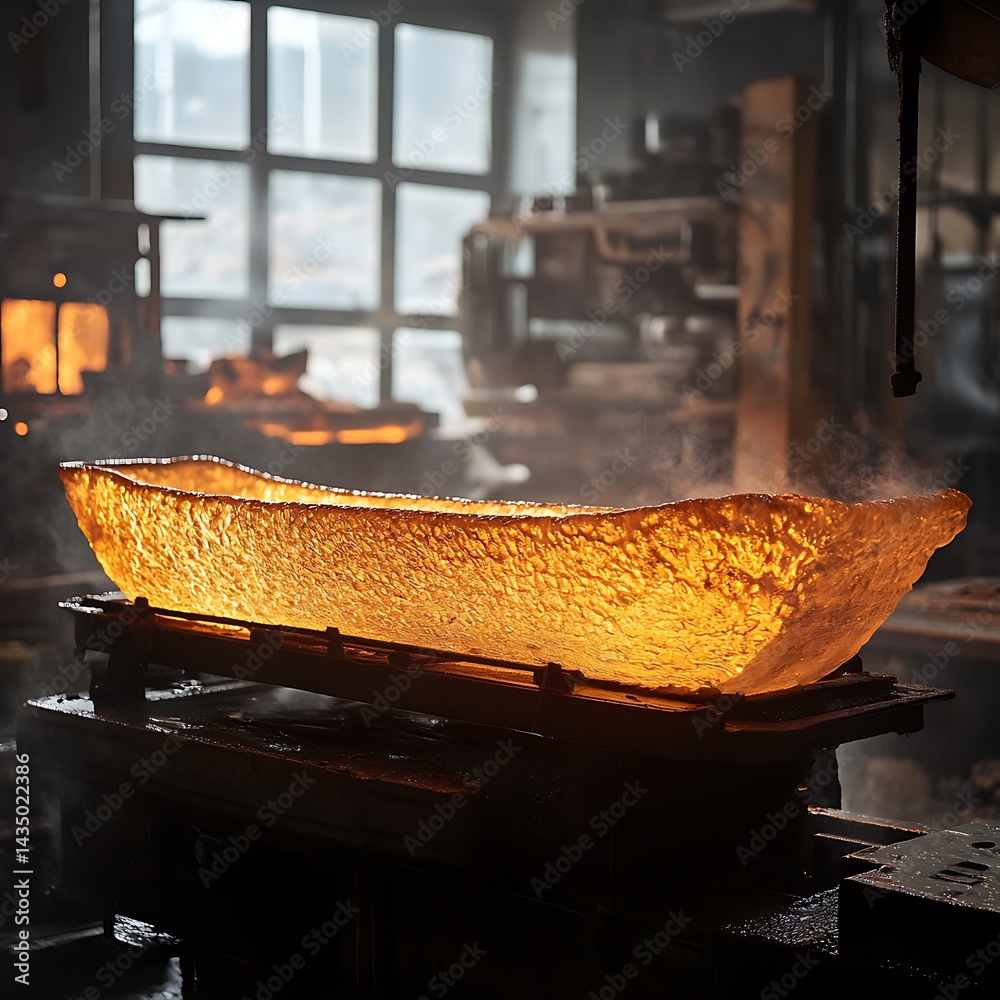 Molten metal ingot in factory