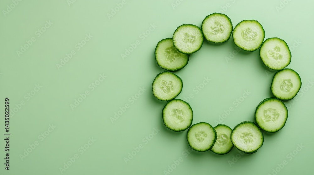 Fresh cucumber slices arranged in a circle Fresh cucumber slices arranged in a circle