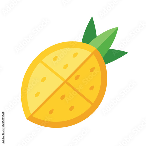 Pineapple slice with clear shape and soft core isolated on white background