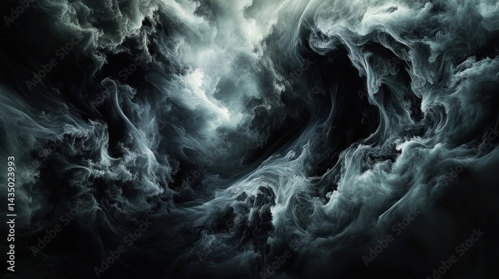 Obraz premium Abstract swirling clouds of dark grey and black