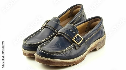 Wallpaper Mural Elegant navy blue leather loafers with brass buckles showcased on a bright studio background for a classic footwear concept Torontodigital.ca