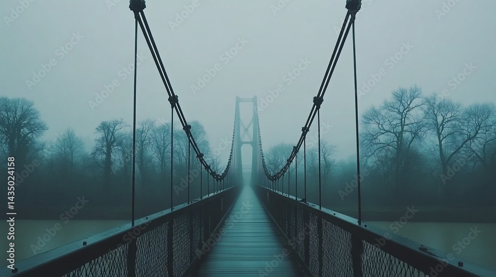 Fototapeta premium Misty suspension bridge