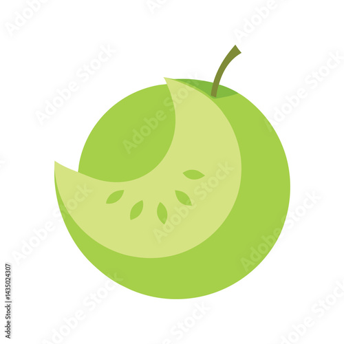 Gooseberry slice with pale green tones and seeds isolated on white background