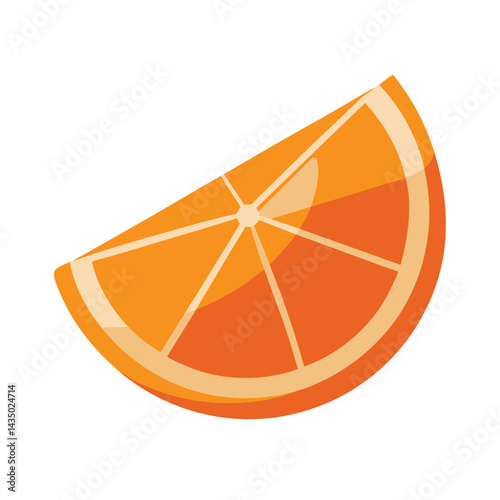 Half sliced orange with clean vector lines isolated on white background