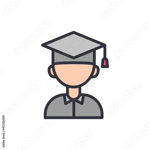 College student colored icons, minimalist vector illustration ,simple transparent graphic element .Isolated on white background