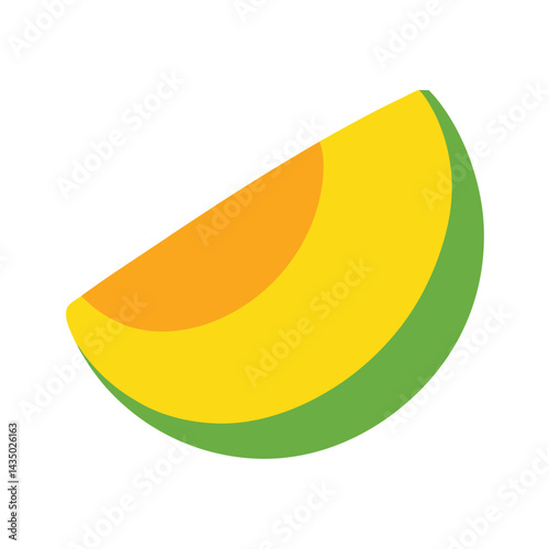 Mango piece cut showing soft orange interior isolated on white background