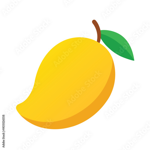Mango slice with golden color and smooth texture isolated on white background