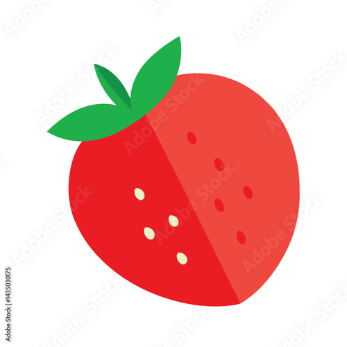 Strawberry slice with red skin and small seeds isolated on white background