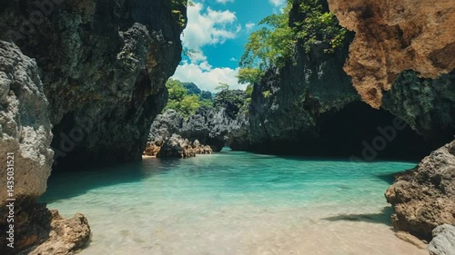 Wallpaper Mural Stunning Secret Lagoon: Hidden Paradise with Turquoise Waters and Dramatic Cliffs Torontodigital.ca