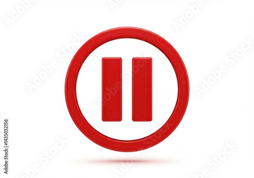 A red pause button symbol isolated on white background