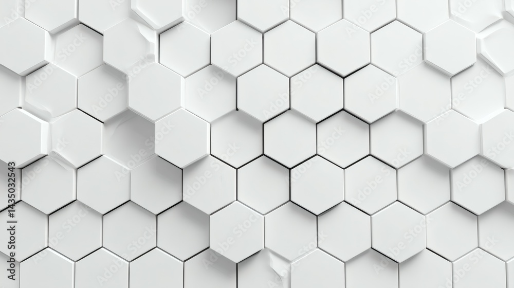 Clean White Hexagon Tiles Background Texture Full Geometric Surface Design Clean White Hexagon Tiles Background Texture Full Geometric Surface Design