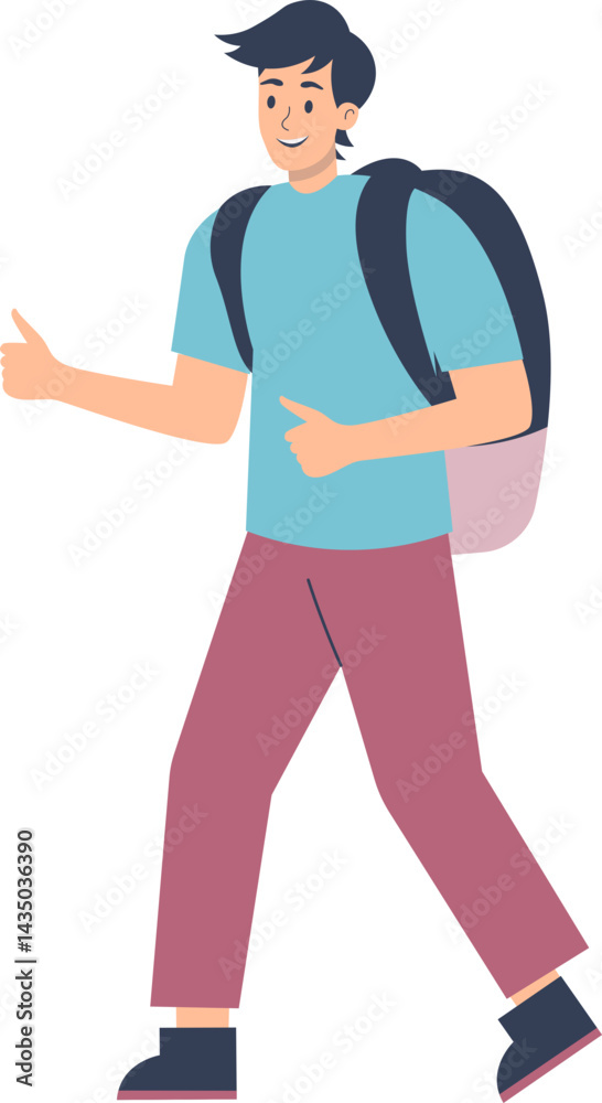 Illustration of University Student. Flat Vector Character Illustration of University Student. Flat Vector Character
