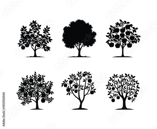 Simple Apple Tree Silhouette EPS Template
