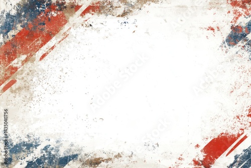 Vintage abstract flag corner border with distressed textures, open layout for central messaging, white background
