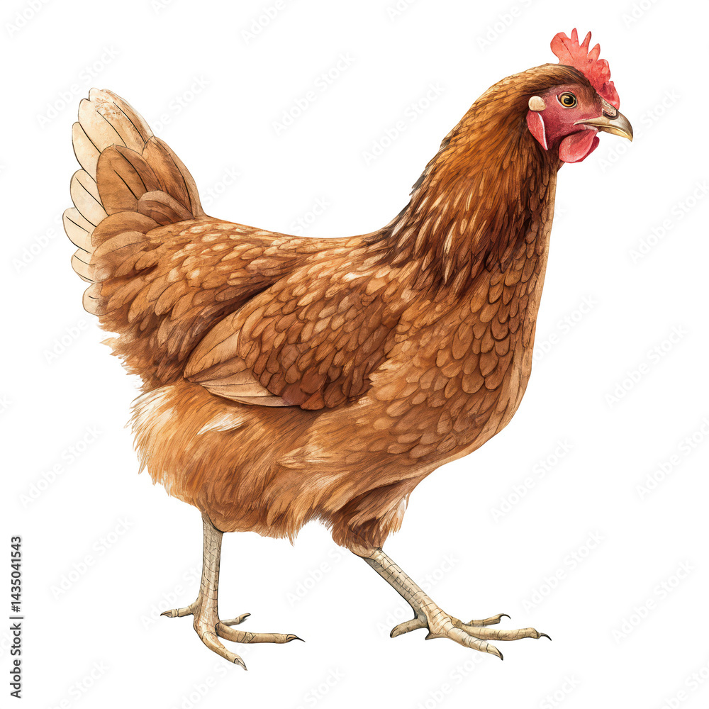 Fototapeta premium full body of brown chicken hen standing png live hen png brown poultry png farm chicken png standing bird png transparent background image