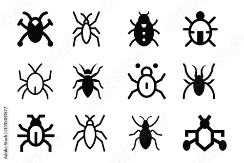 Set of aptera, bug, ant vector icon illustration on white background