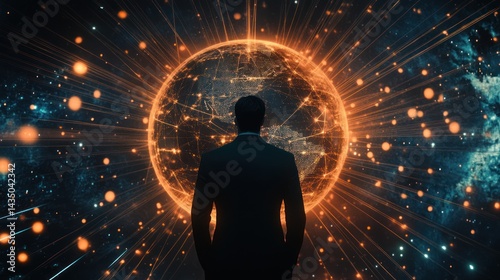 Man Facing Global Network