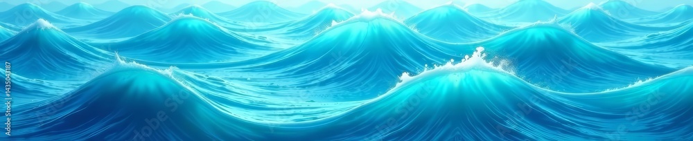 Fototapeta premium Abstract smooth ocean waves seamless pattern in aqua color, ocean, texture, pattern