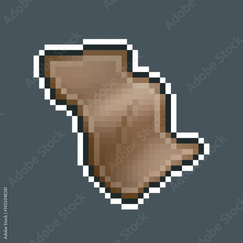 outlined leather material in pixel art style with isolated background