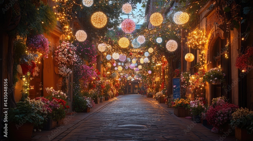 Fototapeta premium Charming, decorated alleyway