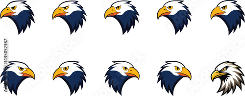 Fierce Bald Eagle Head Mascot Vector Set  Modern Sports Logo & Tattoo Design Collection