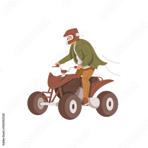 man riding quad bike isolated vector illustration